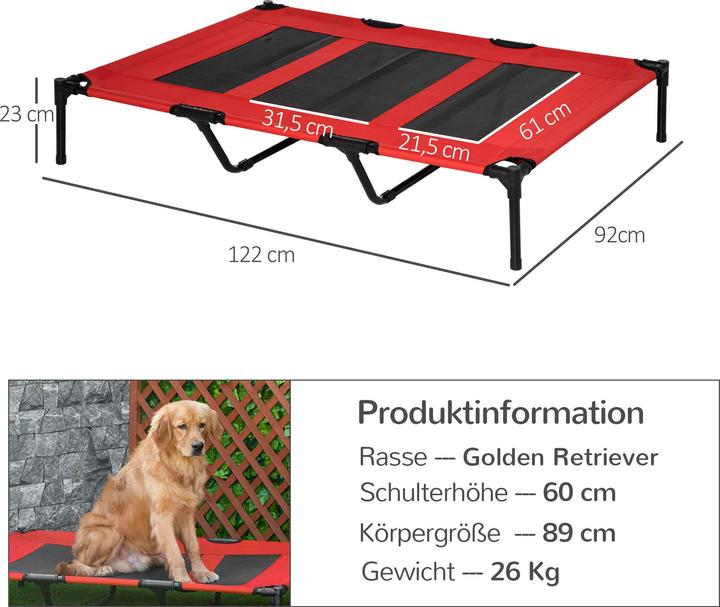 Immagine prodotto Outsunny Cuccia per cani di taglia molto grande, metallo, Oxford, rosso (Cane)