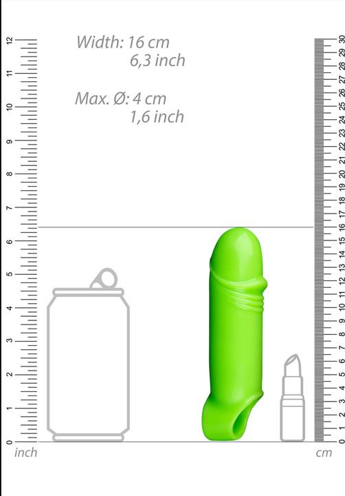 Actual product image Ouch! Smooth Thick Stretchy Penis Sleeve - Glow in the Dark