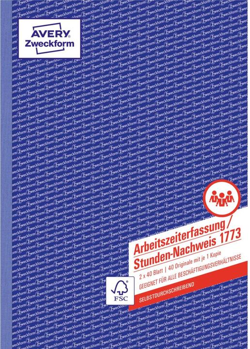 Produktbild Avery Arbeitszeiterfassung / Stunden-Nachweis (40 x)