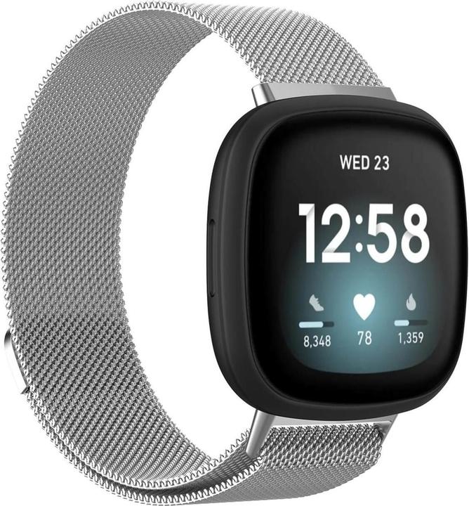 Cover-Discount Fitbit Versa / Sense - Milanese Armband silber (Edelstahl, Versa 3, Sense)