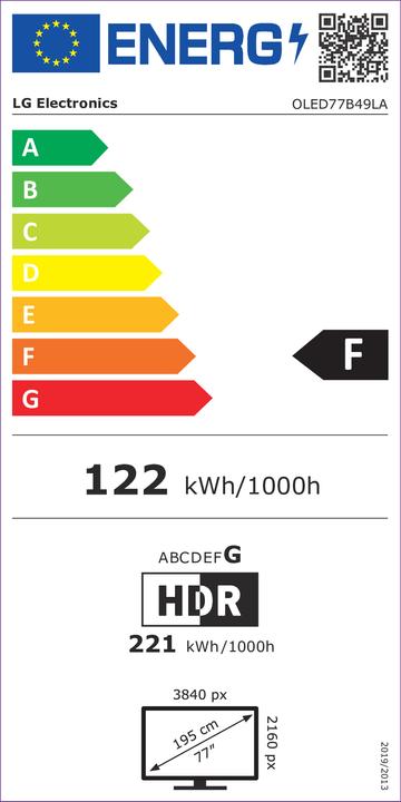 Energie-Label LG OLED77B49LA 195cm 77" 4K OLED UHD 120 Hz Smart TV Fernseher (77", OLED, 4K, 2023)