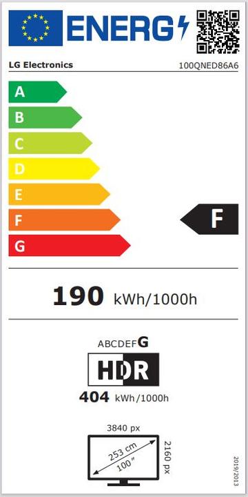 Energie-Label LG 100QNED86A6.AVS (100", QNED, 4K, 2025)