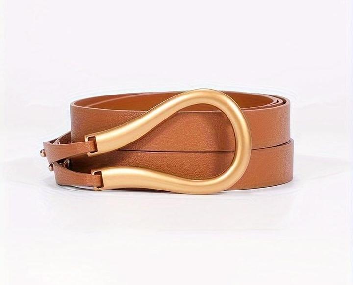 Produktbild Only-Bags.Store Trendy Hufeisen Schnalle Punk Gürtel Schwarz PU Leder Taillenband Verstellbar Mantel Kleid Gürtel