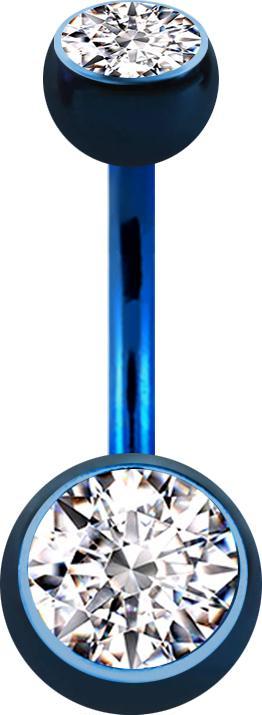 Produktbild Star Piercing Banane dunkelblau mit zwei Kugeln Kristall silber (Titan G23, ohne Messing)