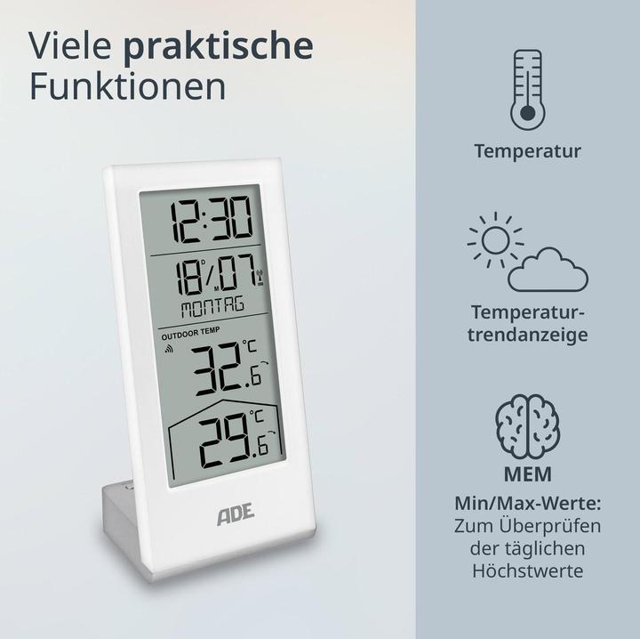Actual product image ADE Wetterstation mit Funk-Aussensensor Weiss, Funktionen