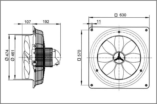 Produktbild Maico MAI EZQ 45/4 B Axial-Wandventilator, quadrat. Wandplatte, Wechselstrom, DN450
