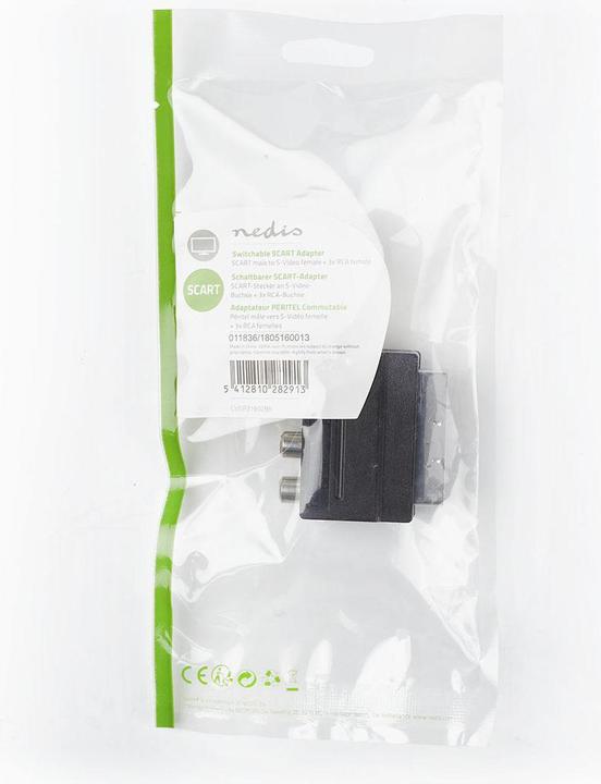 Actual product image Nedis Switchable SCART adapter, SCART plug / S-Video jack + 3x RCA jack (0.11 m)