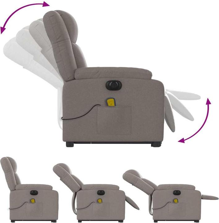 Produktbild VidaXL Massagesessel Aufstehhilfe Fernsehsessel Relaxsessel Sessel Taupe Stoff