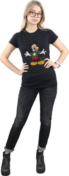 Actual product image Disney Womens/Ladies Mickey Mouse Christmas Jumper Cotton T-Shirt (XXL)