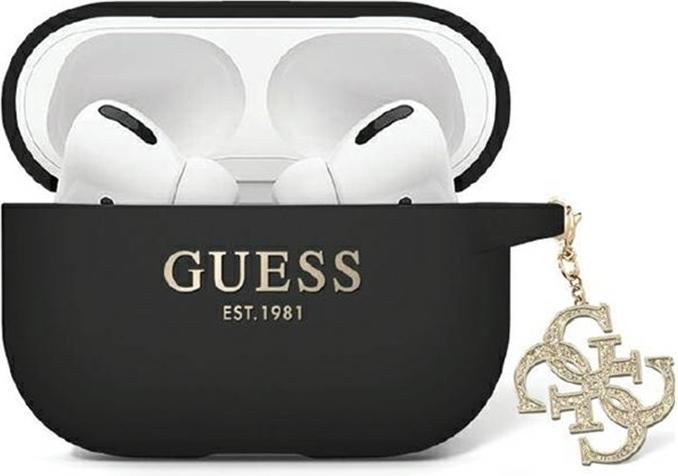 Produktbild Guess GUAP2LECG4K AirPods Pro 2 cover czarny/black Liquid Silicone Glitter Triangle Charm (Kopfhörer Tasche)