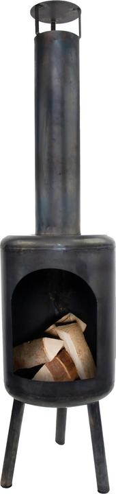 Esschert Design Terassenofen mit Holzlager, Schwarz