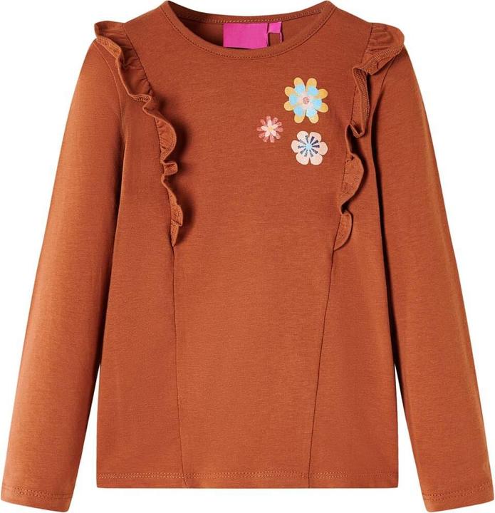 Actual product image VidaXL Children's long-sleeved shirt Cognac 104,Material: 95 % cotton. 5 (104)