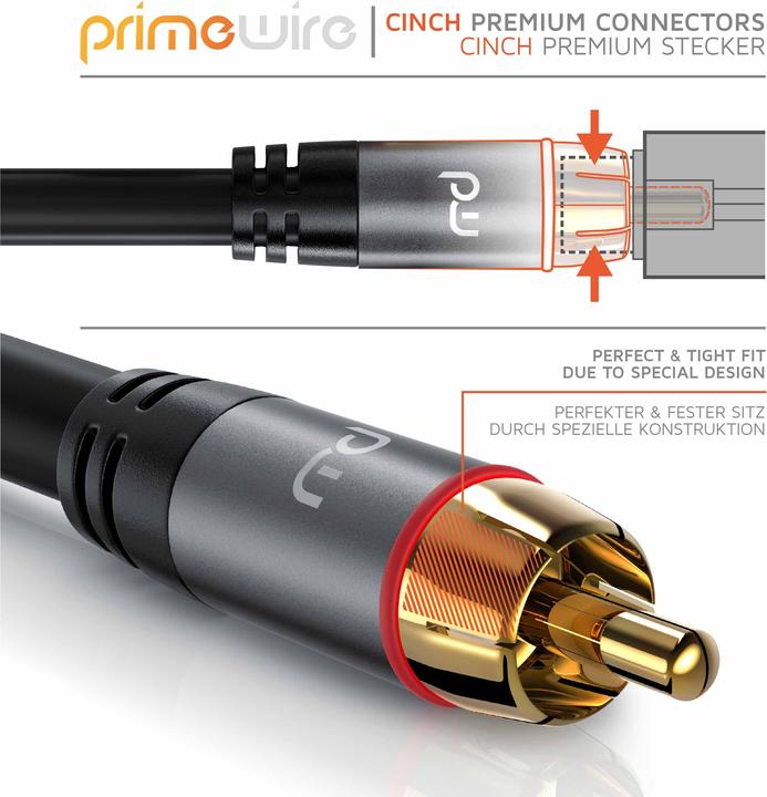 Produktbild Primewire Stereo Cinch Audio Kabel, RCA, mehrfach geschirmtes HiFi Audiokabel, 2X Cinch zu 2X Cinch (1.50 m, Cinch)