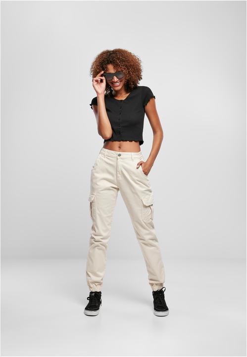 Image du produit Urban Classics Ladies Cropped Button Up Rib Tee (XL)