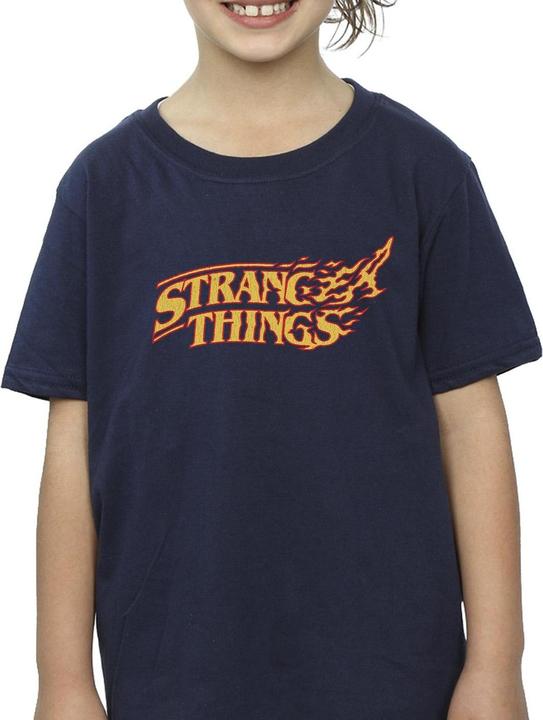 Actual product image Netflix Girls Stranger Things Logo Breaking Cotton T-Shirt (152, 158)