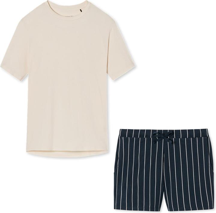 Creme, Blau gestreift