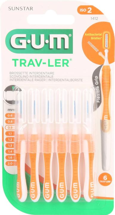 GUM SUNSTAR Trav-Ler ISO-Norm 2 0.9mm cylindric orange (6 x)