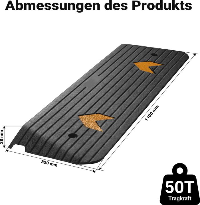 Actual product image Wiltec Rubber threshold ramp 1100x320x38mm Ramp 50t Access ramp wheelchair car