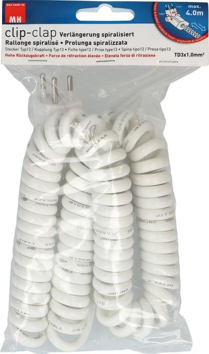 Image du produit Max Hauri Rallonge 4 m T13 - T12 ClipClap, Blanc (4 m, Type 12, Type 13)