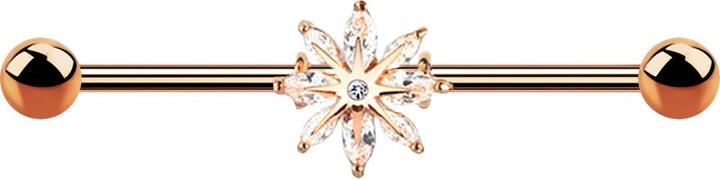 Immagine prodotto Star Piercing Barbell rosegold mit Schneestern (Acciaio chirurgico 316L, Ottone)