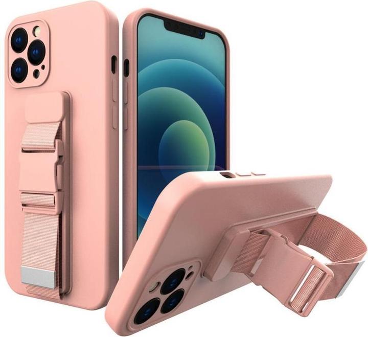 Hurtel Rope case gel case with a chain lanyard bag lanyard iPhone 13 mini pink (Apple iPhone 13 mini)