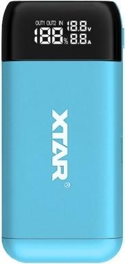 Xtar PB2S caricatore blu / powerbank per batterie agli ioni di litio 18650 / 20700 / 21700 (2 pz., 18650, 20700, 21700, Caricabatterie senza batteria)
