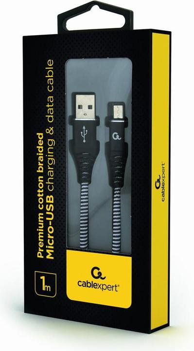 Actual product image Gembird CC-USB2B-AMMBM-1M-BW USB Cable USB 2.0 Micro USB B USB A Black (1 m, USB 2.0)