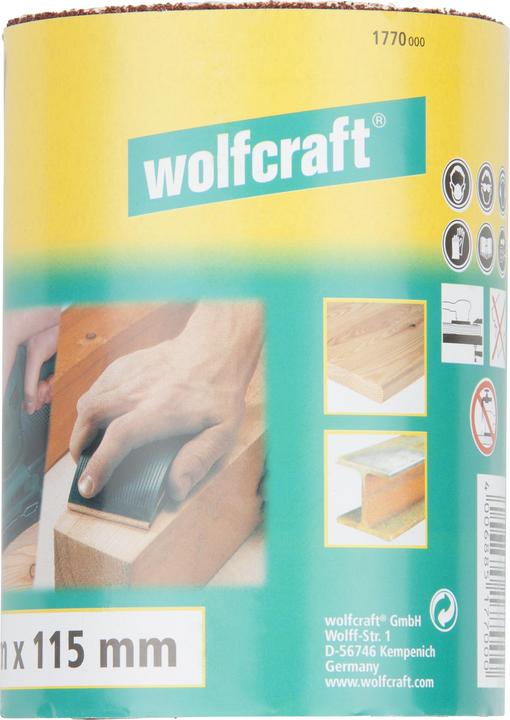 Produktbild wolfcraft Schleifpapierrolle für Holz/Metall, 5 m x 115 mm, Körnung 100 (100)