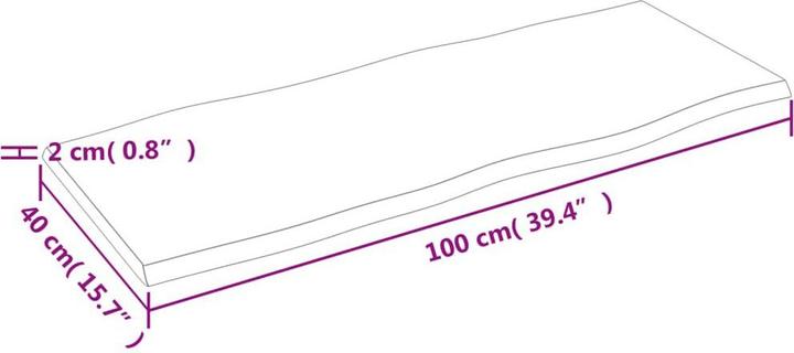 Actual product image VidaXL Tischplatte 100x40x2 cm Massivholz Eiche Behandelt (100 x 40 x 2 cm)