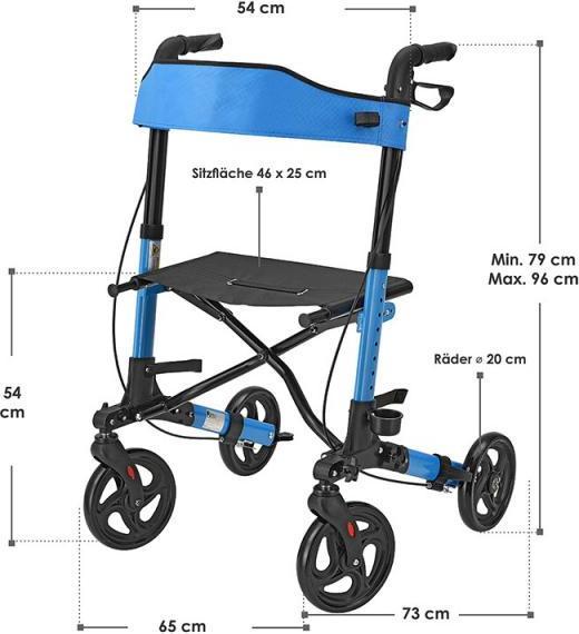 Produktbild Juskys Klappbarer Rollator Vital mit Sitzfläche und Einkaufstasche