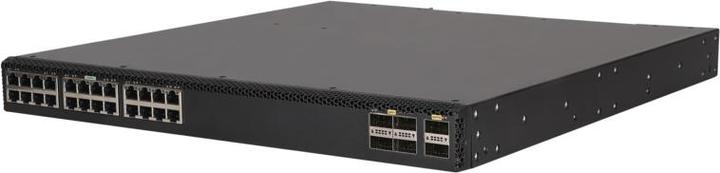 Actual product image HPE E N FlexFabric 5710 Switch, 24 XGT, 6 QSFP+ or 2 QSFP28 Ports, ToR, IRF, Static Routing, RIP, PF (24 ports)