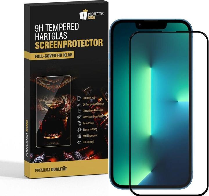 Protectorking 3x echtes Tempered 9H Panzerhartglas 3D KLAR (3 Stück, Apple iPhone 13 Pro)