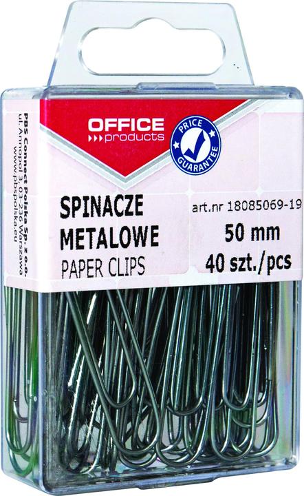 Produktbild Office Products Metall-büroklammern, glatt, 50 mm, im karton, 40 stück, silber (40 x)