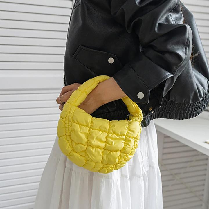 Produktbild Only-Bags.Store Mini-Tasche Gesteppter Kreis Telefon Purpur Elegant Lila Weiches Nylon Gepolstertes