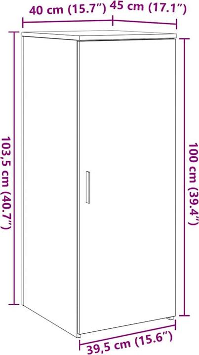 Produktbild VidaXL Lagerschrank Schwarz 40x45x103,5 cm Holzwerkstoff Schrank Aktenschrank