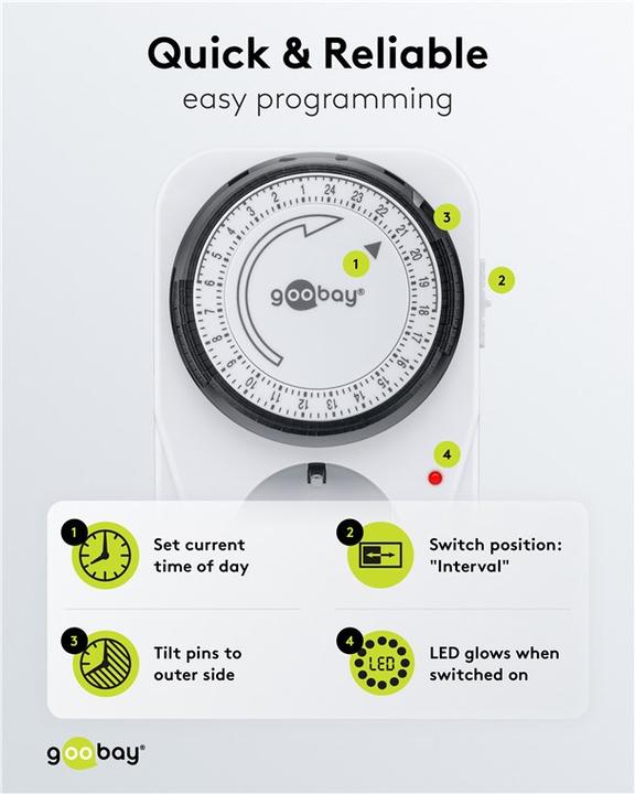 Immagine prodotto Goobay Timer analogico, 5 pezzi, bianco