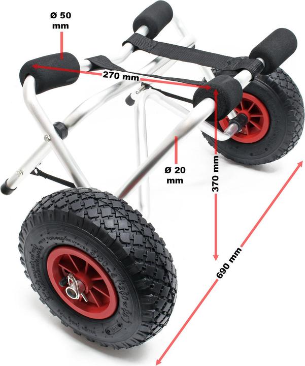 Immagine prodotto Wiltec Carrello per kayak Carrello per canoa Carrello per barca Carrello per trasporto Pieghevole (1 pers.)