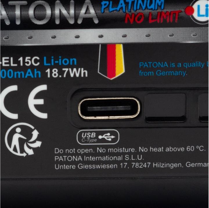 Actual product image Patona Platinum Battery Nikon ENEL15C USB-C (Rechargeable battery)