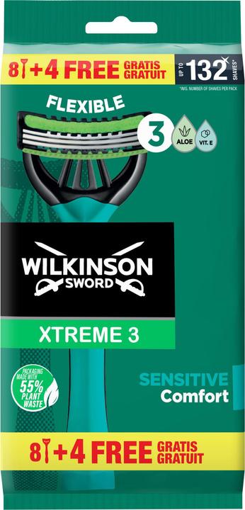 Wilkinson Xtreme 3 Sensitive Einwegrasierer für Männer 8+4