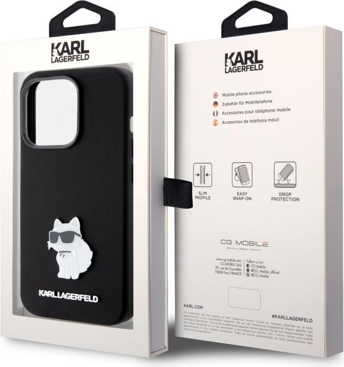 Immagine prodotto Karl Lagerfeld KLHCP15LSMHCNPK iPhone 15 Pro 6.1" czarny/nero Silicone Choupette Metal Pin (Apple iPhone 15 Pro)