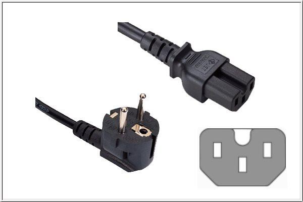 Actual product image Good Connections Mains cable Schuko plug angled to hot appliance socket, type F to C15, 1.8m, black, ® (1.80 m)