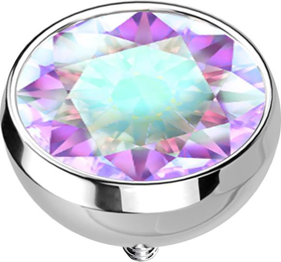 Actual product image Star Piercing Dermal Anchor hemisphere silver with crystal multicolour (Surgical steel 316L, without brass)