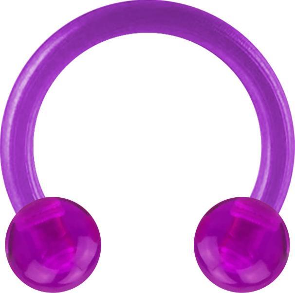 Star Piercing Micro Circular Barbell violett transparent mit zwei Kugeln (ohne Messing, Acryl)