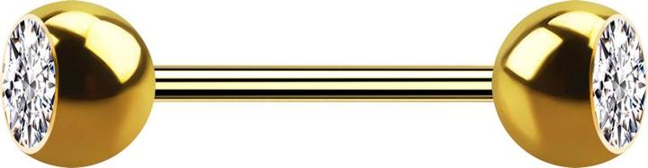 Produktbild Star Piercing Micro Barbell vergoldet mit zwei Kugeln Kristall silber (Chirurgenstahl 316L, ohne Messing)