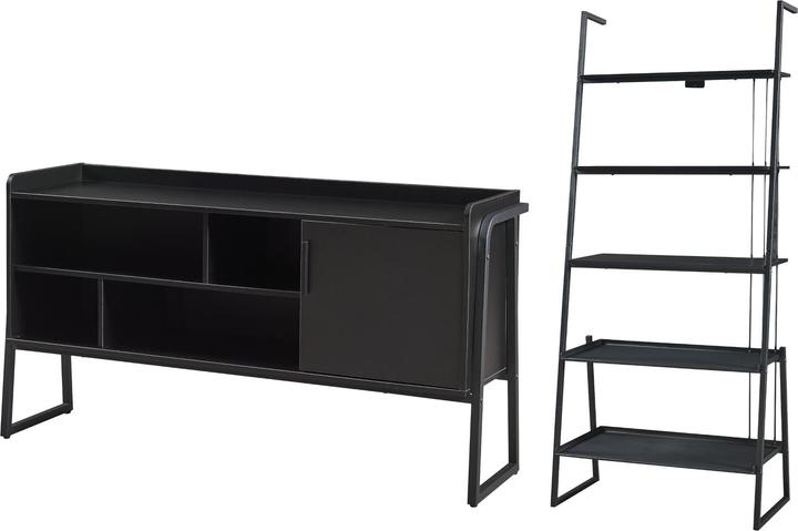 Actual product image En.Casa Furniture set Storfjord 2-pcs. 1x ladder shelf, 1x TV cabinet