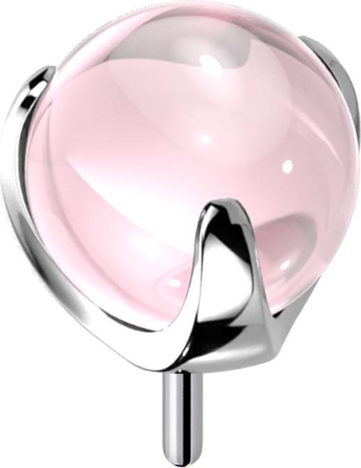 Produktbild Star Piercing Threadless Glaskugel pink gefasst (ohne Messing, Titan G23, Glas)
