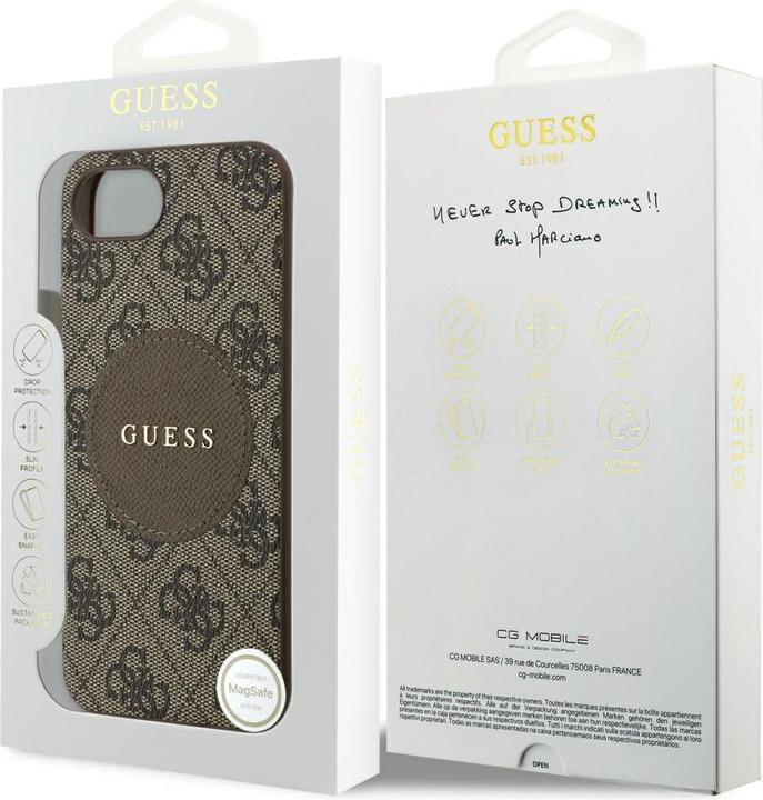 Produktbild Guess - 4G Circle Classic Logo MagSafe (GUHMPSE4P4PGRSGW) - iPhone 16e - Brown (Apple iPhone 16e)