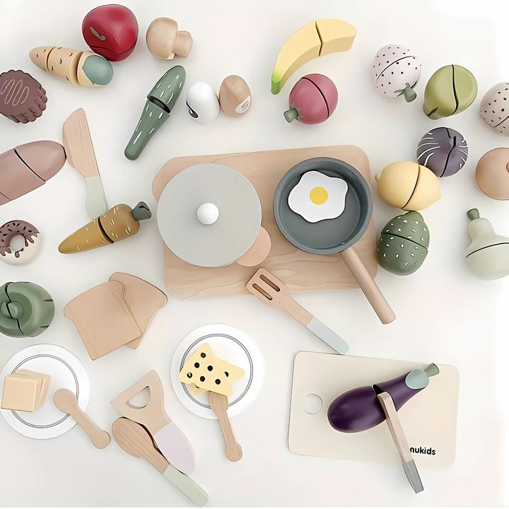 Immagine prodotto Sebra Set cucina e alimenti in legno, 48 pezzi