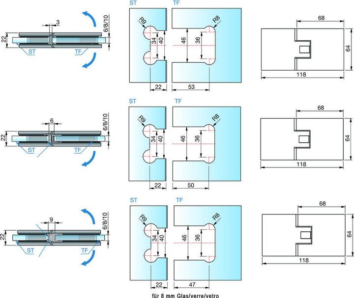 Actual product image Pauli+Sohn Shower swing door hinges FLAMEA+ 8132