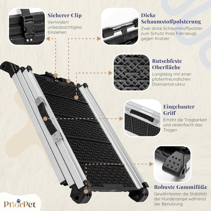 Actual product image Priopret Ausziehbare Hunderampe (Dog, Foldable, Safety closure, Reflectors)